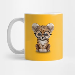 Cute Baby Leopard Cub Wearing Glasses Mug